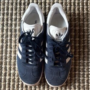 Adidas Men's Dark Blue and White Sneakers